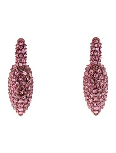 Pre-owned Balenciaga Crystal Minnie Drop Earrings In Pink