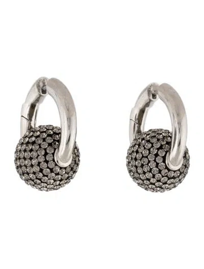 Pre-owned Balenciaga Crystal Quantum Hoop Earrings In Multi