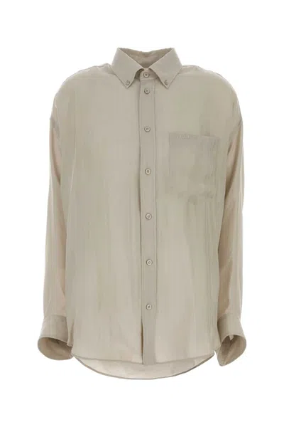 Balenciaga Cupro Lined Oversize Shirt In Beige O Tan
