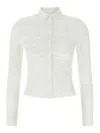 Balenciaga Collared Long Sleeve Ruched Top In White