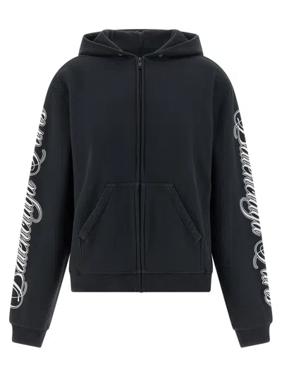 Balenciaga Cursive Hoodie In Black