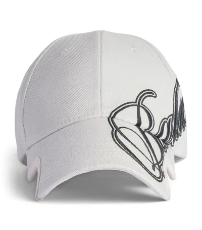 Balenciaga Cursive Logo Baseball Cap In Gray