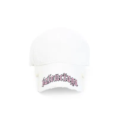 Balenciaga Curved Brim Cotton Baseball Cap In White