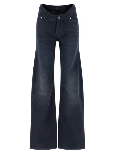 Balenciaga Curved Waist Jeans In Blue