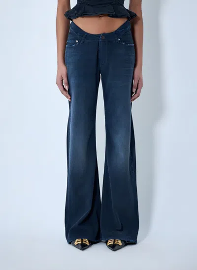 Balenciaga Women Curved Waist Jeans In Blue