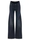 Balenciaga Women Blue Five-pocket Jeans With Curved Waist And Faded Effect In Cotton Woman In Blue