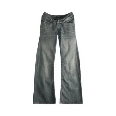 Pre-owned Balenciaga Curved Waist Pants 'navy/green/yellow' | Blue | Women's Size 26