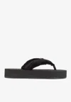 Balenciaga Fringed Strap Logo Embroidered Sandals For Women In Black