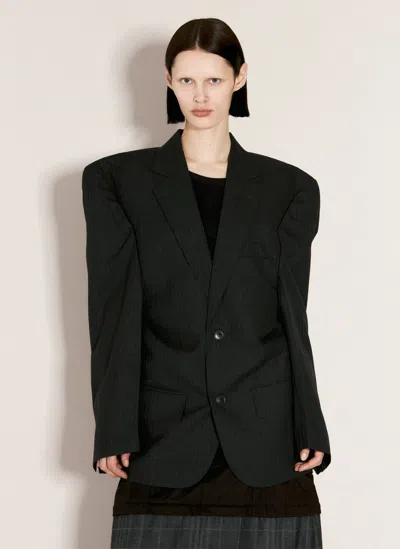 Balenciaga Away Boxy Blazer In Wool In Grey