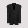 Balenciaga Away Boxy Blazer In Wool In Anthracite