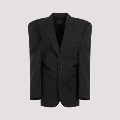 Balenciaga Away Boxy Blazer In Wool In Grey