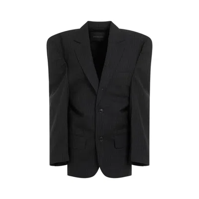 Balenciaga Away Boxy Blazer In Wool In Grey