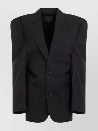 Balenciaga Away Boxy Blazer In Wool In Grey