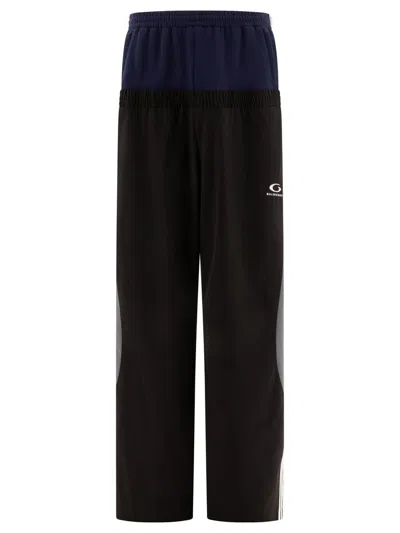 Balenciaga Layered Side Stripe Track Pants In Black