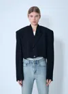 Balenciaga Cropped Distressed Blazer In Black