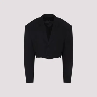 Balenciaga Cut-off Single-breasted Cropped Blazer In Black