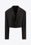 Balenciaga Cut-off Single-breasted Cropped Blazer In Black