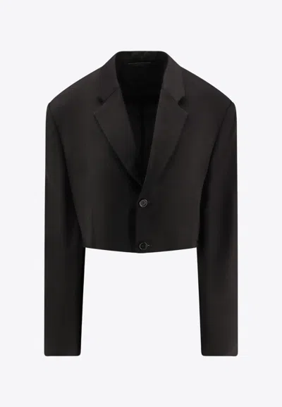 Balenciaga Cut-off Single-breasted Cropped Blazer In Black