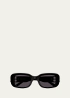 Balenciaga Eyewear Rectangular Frame Sunglasses In Shiny Solid Black