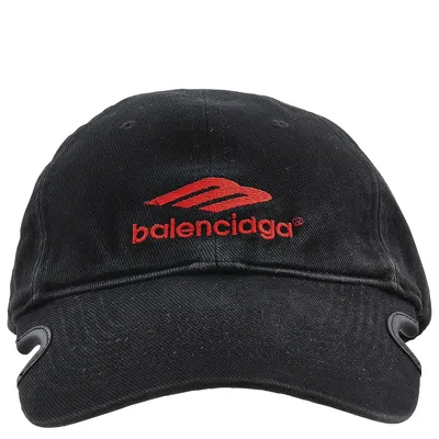 Pre-owned Balenciaga Cut-out Detail Logo Embroidered Baseball Cap In Black