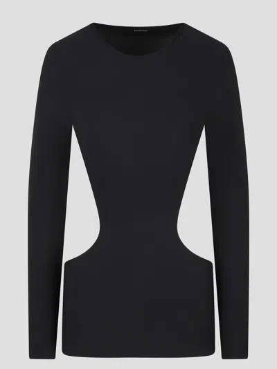 Balenciaga Logo-tag Cut-out Top In Black