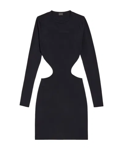 Balenciaga Cut-out Long-sleeved Minidress In Black