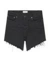 Balenciaga Distressed Brand-patch Denim Mini Skirt In Black
