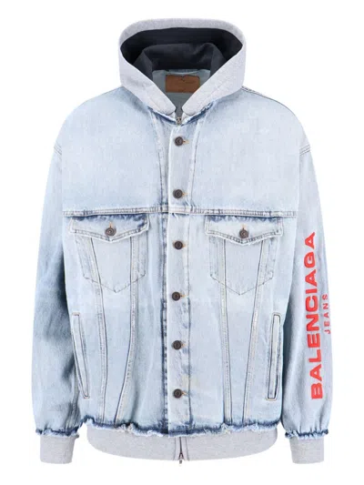 Balenciaga Cut-up Sweatshirt Jacket In Blue