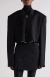 Balenciaga Cutoff Crop Single Breasted Blazer In Black