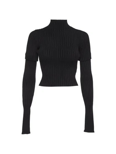 Pre-owned Balenciaga Cut-out Rib Knit Sweater In Blue