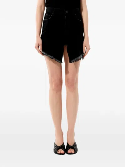 Balenciaga Frayed Edge Mini Denim Skirt In Black