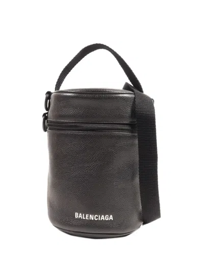 Pre-owned Balenciaga Cylindrical Leather Shoulder Bag In Black
