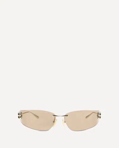 Balenciaga Gossip D Frame Rimless Sunglasses Gold Hardware In Brown