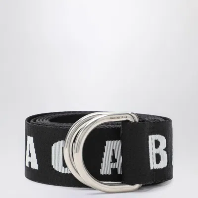 BALENCIAGA BALENCIAGA D-RING BELT IN BLACK AND WHITE CANVAS