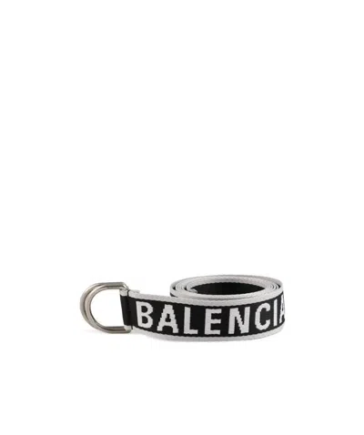Balenciaga D-ring Logo Skinny Belt In Gray