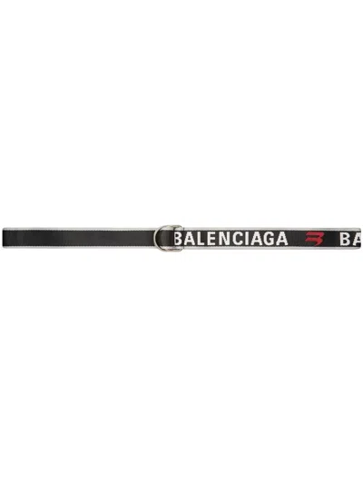 Balenciaga Logo Jacquard D Ring Belt Accessories In Black