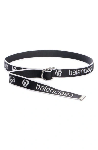 Balenciaga D-ring Webbed Belt In Metallic