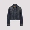 Balenciaga Off-shoulder Dark Blue Cotton Jacket In Blue