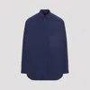 Balenciaga Logo-embroidered Button-down Shirt In Dark Blue