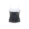 Balenciaga Denim Top With Lace Trim And Rhinestone Embellishments In Blue