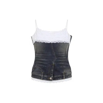 BALENCIAGA DARK BLUE SLEEVELESS TOP