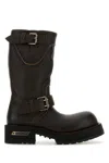 Balenciaga Women Dark Brown Leather Venom Boots In Brown
