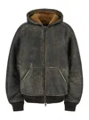 Balenciaga Montone Con Cappuccio E Zip In Shearling Marrone Donna In Brown