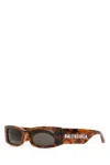 Balenciaga Printed Acetate Max Rectangle Sunglasses In Dark Brown