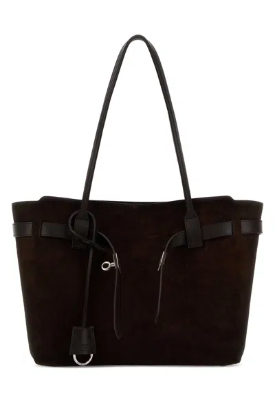 Balenciaga Medium Suede Shopping Handbag With Silver-tone Hardware In Brown