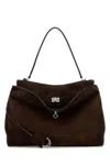 Balenciaga Women Dark Brown Suede Medium Rodeo Handbag In Brown