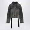 Balenciaga Dark Denim Jacket With Laces In Multi