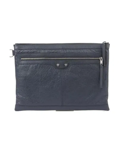 Balenciaga Dark Gray Zipper Logo Handbag In Black