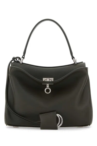 Balenciaga Dark Green Leather Mini Rodeo Handbag In Black