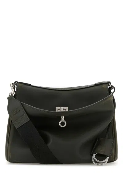 Balenciaga Men Dark Green Leather Small Rodeo Messenger